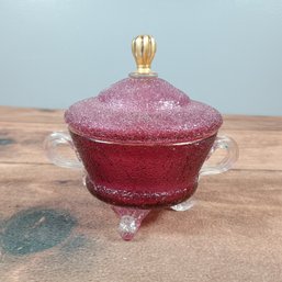 Ruby Red Glass Candy Dish With A Lid