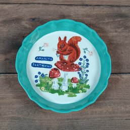 Anthropologie Francophile Nathalie Lete Squirrel Mushroom Pie Plate Dish New