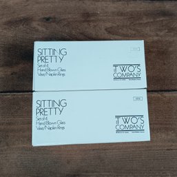 8 Twos Company Hand Blown Glass Vase/ Napkin Rings