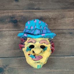 Original Art Paper Machia Mask Of Mans Face With Cigar