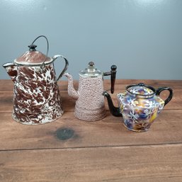 Enamelware Tea & Coffee Pot Grouping
