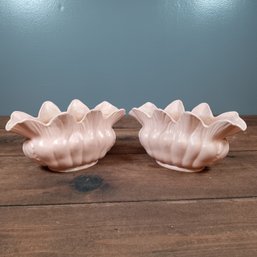 Pair Of Matching Pink Royal Crown Planters