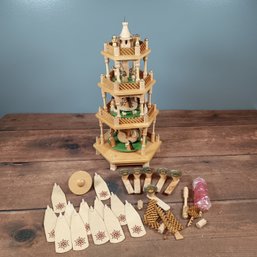 Richard Glsser 4-tier German Christmas Pyramid With A Nativity Scene (NEEDS REPAIR)