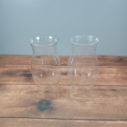 Pair Of Clear Hurican Glass Lamps 12'