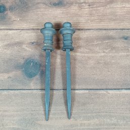 Pair Of Cast Iron Garden Stakes  13'