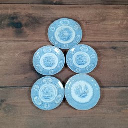 5 Staffordshire Ridgways 'Oriental' Blue Transfer Plates