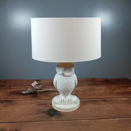 White Owl Table Lamp With Shade