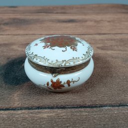 White & Gold Round Trinket Box From Andrea By Sadek