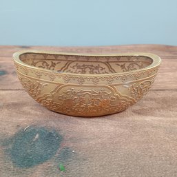 PASABAHCE GOLD ENCRUSTED ART GLASS CENTERPIECE BOWL Turkey 773/2000