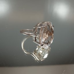 Vintage Sterling Silver Large Faceted Stone Cocktail Ring