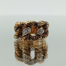 Vintage 18K Gold Filled Twisted Cable Knot Statement Ring