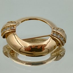 Vintage Avon Gold-Tone Open Circle Rhinestone Brooch