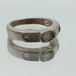 Vintage Sterling Silver Multi-Gemstone Band Ring Size 6.5