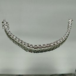 Trillion-Cut Cubic Zirconia Tennis Bracelet In Silver-Tone Metal