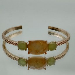 Gold-Tone Trio Stone Cuff Bracelet