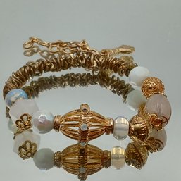 Boho-Chic Gold-Tone Beaded Charm Bracelet