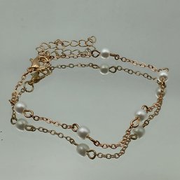 Gold-Tone Station Bracelet With Faux Pearl Accents