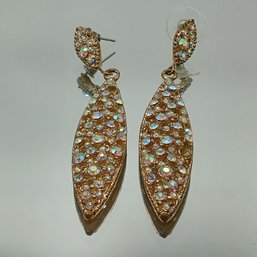 Rose Gold-Tone AB Crystal Pav Marquise Drop Earrings