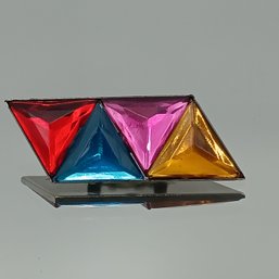 Vintage Geometric Multicolored Rhinstone Brooch