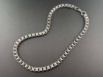 Vintage Sterling Silver Link Bracelet Box Chain Style Lobster Clasp 8 Inch