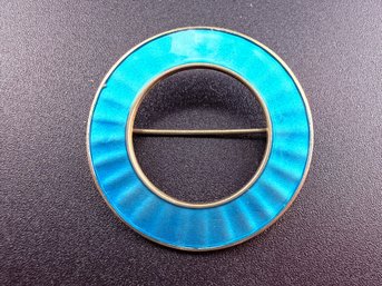 Vintage David-Andersen Norway Style Sterling Silver 925S Guilloch Enamel Circle Brooch