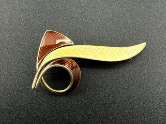 Vintage David Andersen Norway Style Sterling Silver & Guilloch Enamel Abstract Brooch