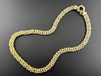Italian 925 Sterling Silver Gold-Vermeil Byzantine Link Necklace