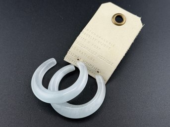 Anthropologie Frosted Acrylic Chunky Hoop Earrings - Light Blue/Grey