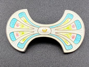 Antique Art Nouveau Watson Co. Sterling Silver & Guilloch Enamel Butterfly Brooch