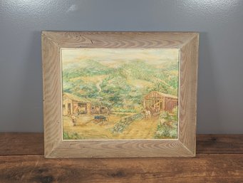 Signed Original Farm Life Retrospect From Middletown MD. Painting