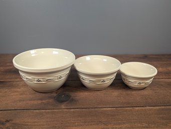 Set Of 3 Longaberger Pottery Nesting Bowls