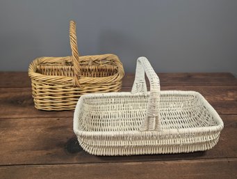 Pair Of 2 Woven Wicker Basket's