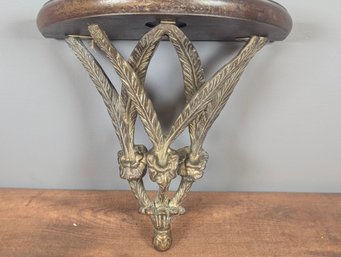 1 Gilt Wood Gilded Wood Sconce/Wall Shelf Feather Design Gesso Molded
