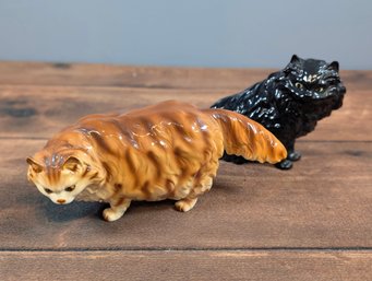 Vintage Shafford Company Japan Red Tabby Persian Cat & Black Persian Cat Figurine 107 &108