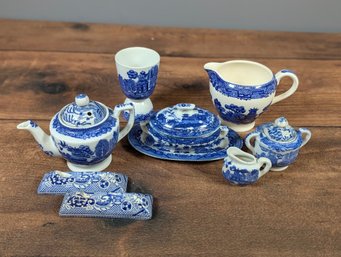 Miniature Tea Set Blue Willow Transferware Porcelain Japan Childs