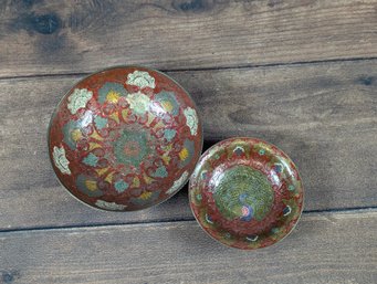 Pair Of Brass And Enamel Bowls