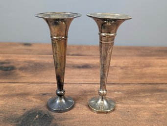 2 Banana Republic Silver Plate Trumpet Vases