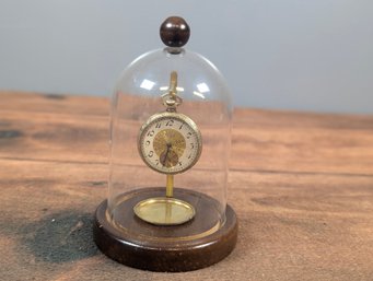 Elgin National Watch Co Gold Tone Pocket Watch In Glass Case