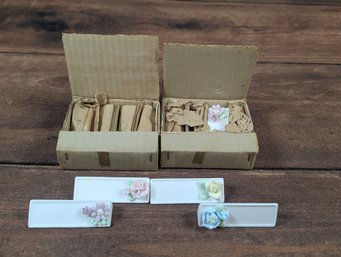 12 Porcelain Bisque Place Card Holders Name Plaques Floral