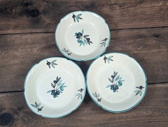 Set Of 3 Ateliers Du Saga France Olive Branch Plates