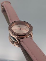 Anne Klein Rose Gold Tone Quartz Watch With Blush Pink Vegan Leather Stra