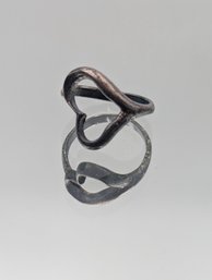 Vintage 925 Sterling Silver Open Heart Ring - Size 7.5