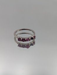 D'Joy Sterling Silver 5-Stone Pink Ruby Ring, Size 8