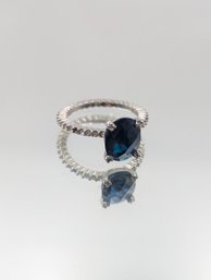 NV Dark Blue Solitaire Eternity Band Ring, Size 8