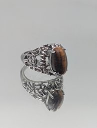 316L Stainless Steel Filigree Tiger's Eye Ring