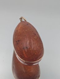 Large Polished Amber Pendant Wire Wrapped Teardrop Statement Necklace Charm