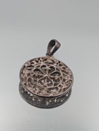 Vintage Sterling Silver Openwork Geometric Filigree Mandala Pendant - 925