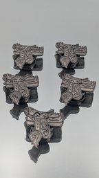 Set Of 5 Vintage Silver-Tone Western Horse Saddle Conchos