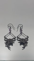 Vintage 925 Sterling Silver Patinated Fairy Dangle Earrings