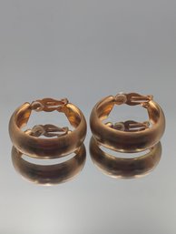 Vintage Gold Tone Thick Hoop Clip-On Earrings